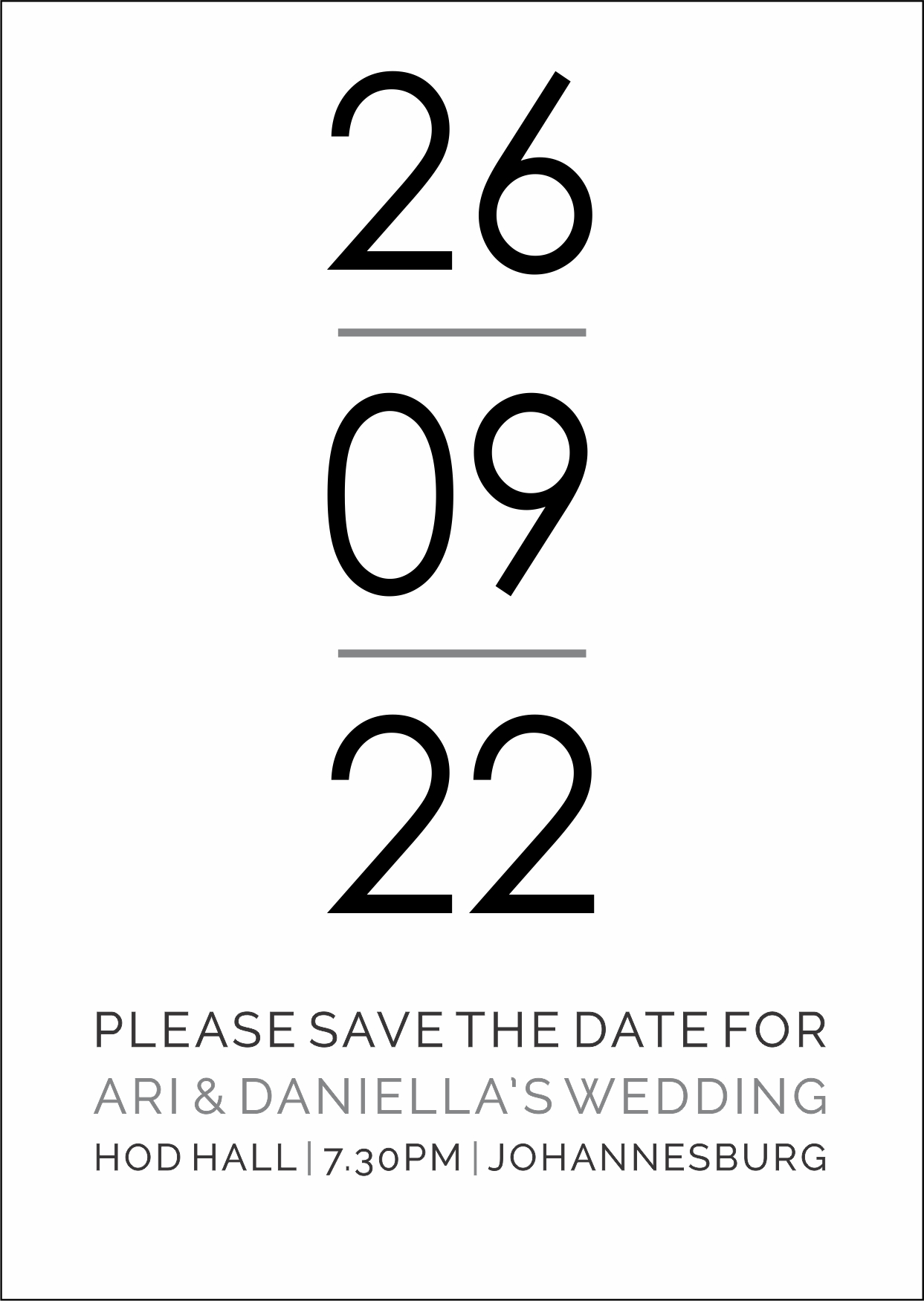Save the Date  Numbers