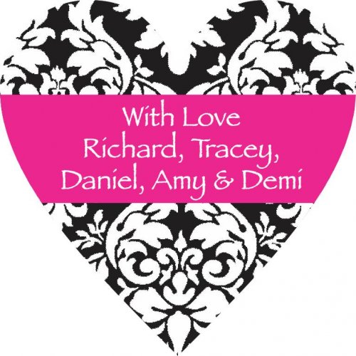 Heart damasc pink stripe