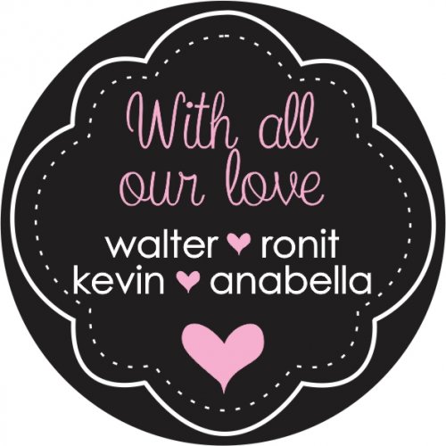 Chalkboard round pink heart names