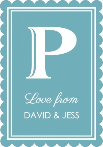 Monogram scolloped aqua