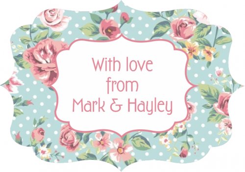 Vintage roses on blue dots