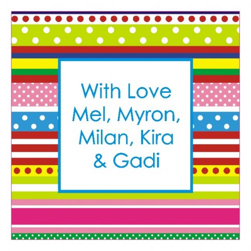 Ribbons square blue text