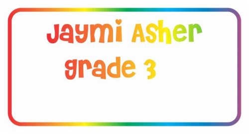 Rainbow text on white