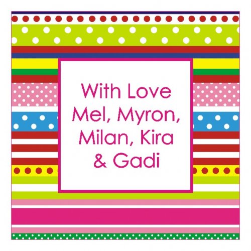 Ribbons square pink text