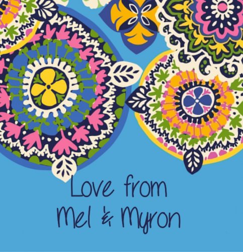 Flowers round on blue