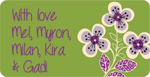 Flowers purple on green