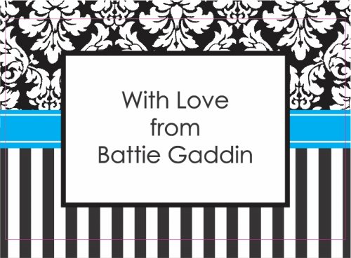 Damasc & stripes blue ribbon