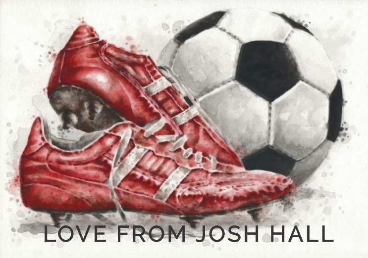 Soccer boots & ball watercolour