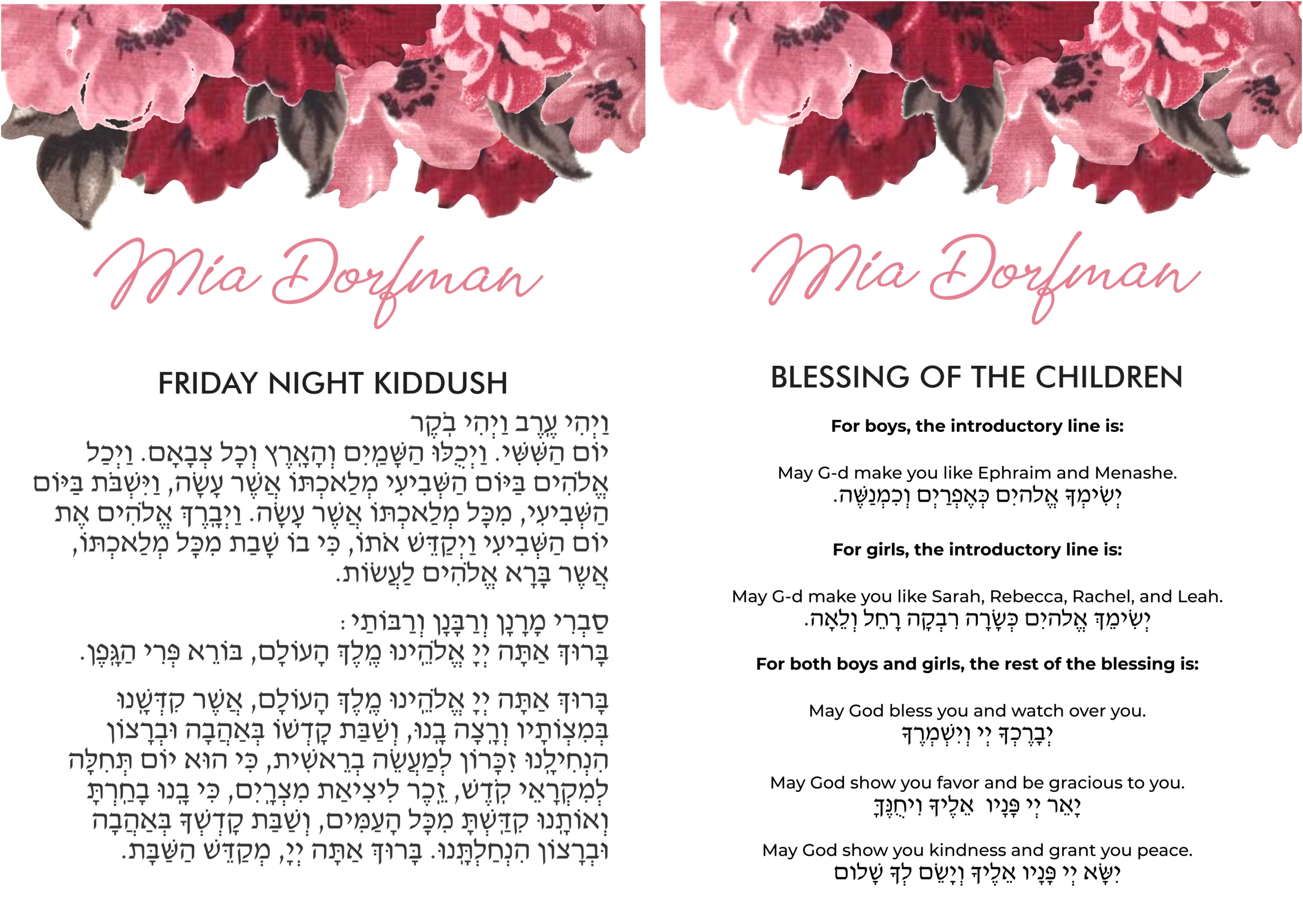 Kiddush Blessing Children
