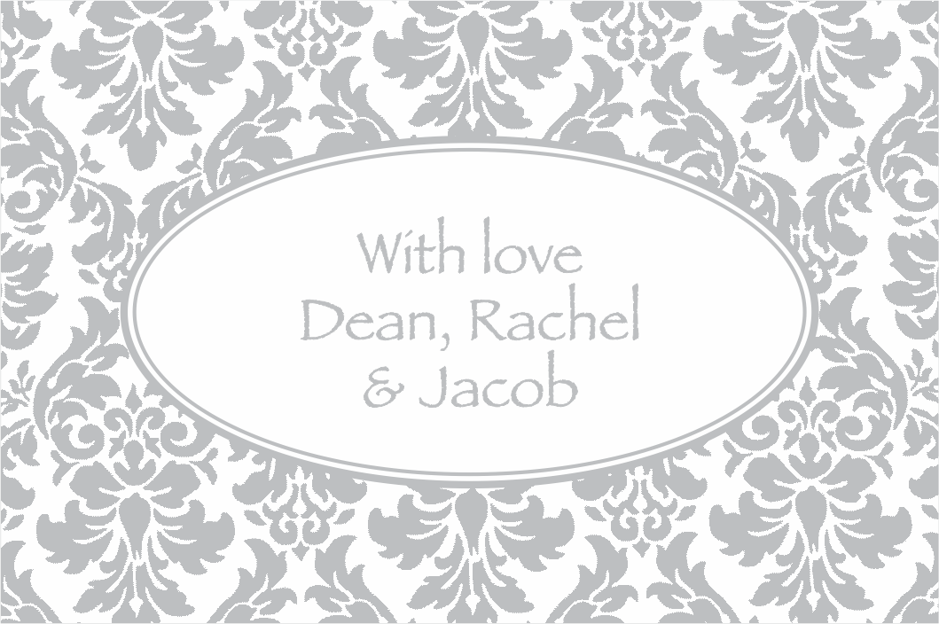 Oval damasc silver & white