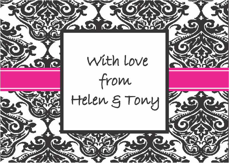 Damasc with pink ribbon