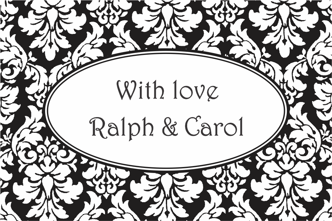 Large oval damasc black & white