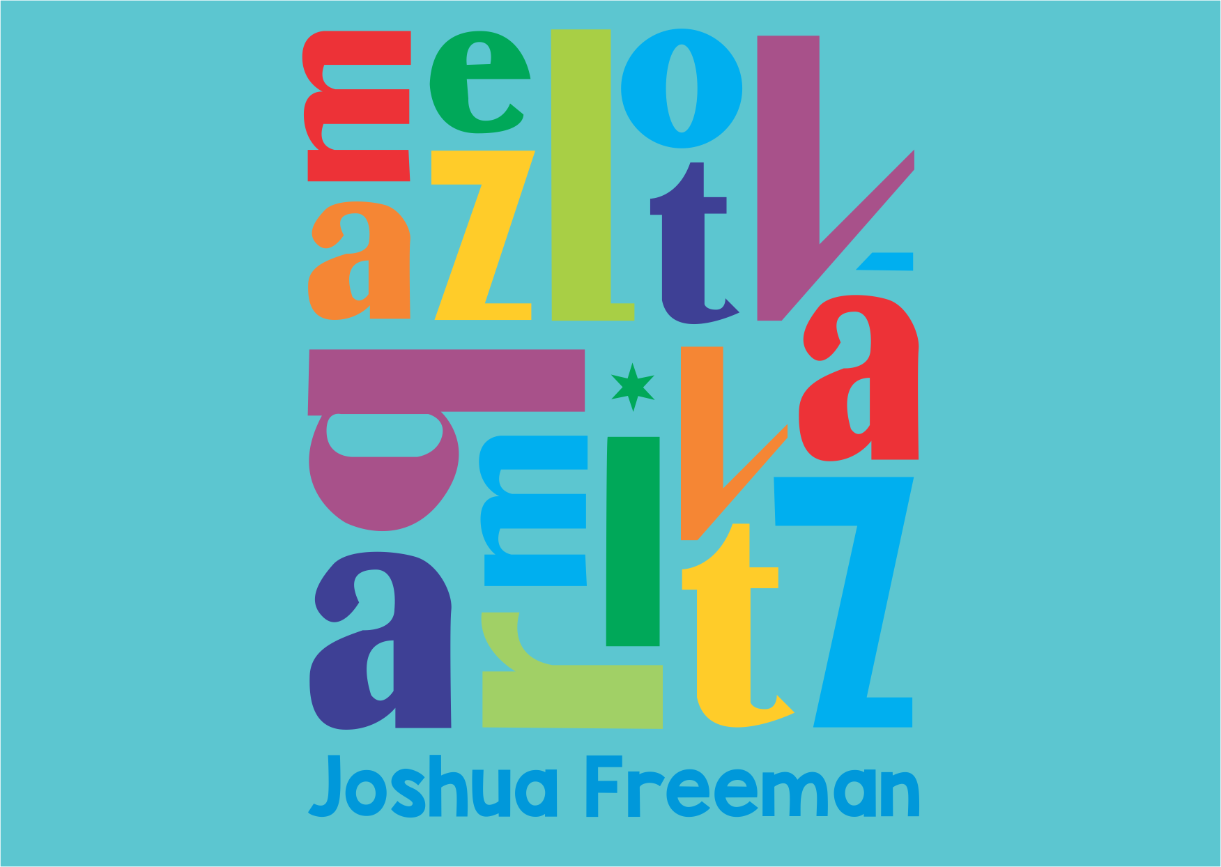 Mazeltov block on aqua