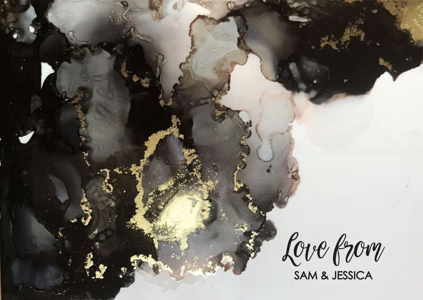 Black grey gold marble