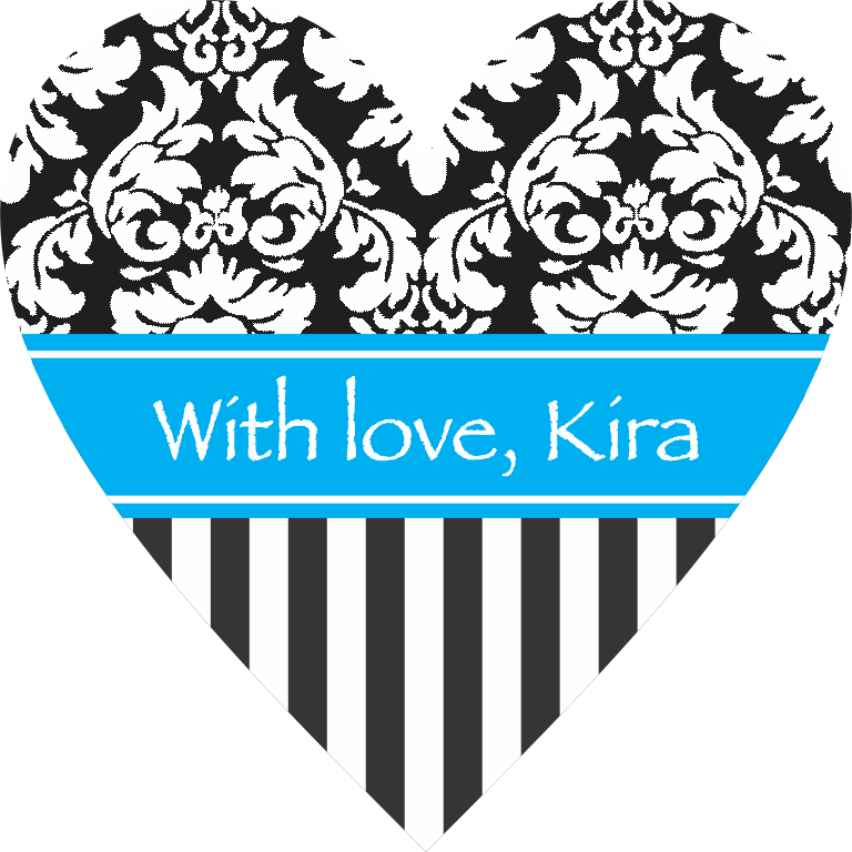 Heart Damasc stripes turquoise