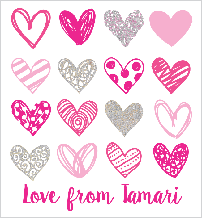 Glitter hearts cerise pink