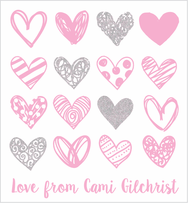 Glitter hearts baby pink