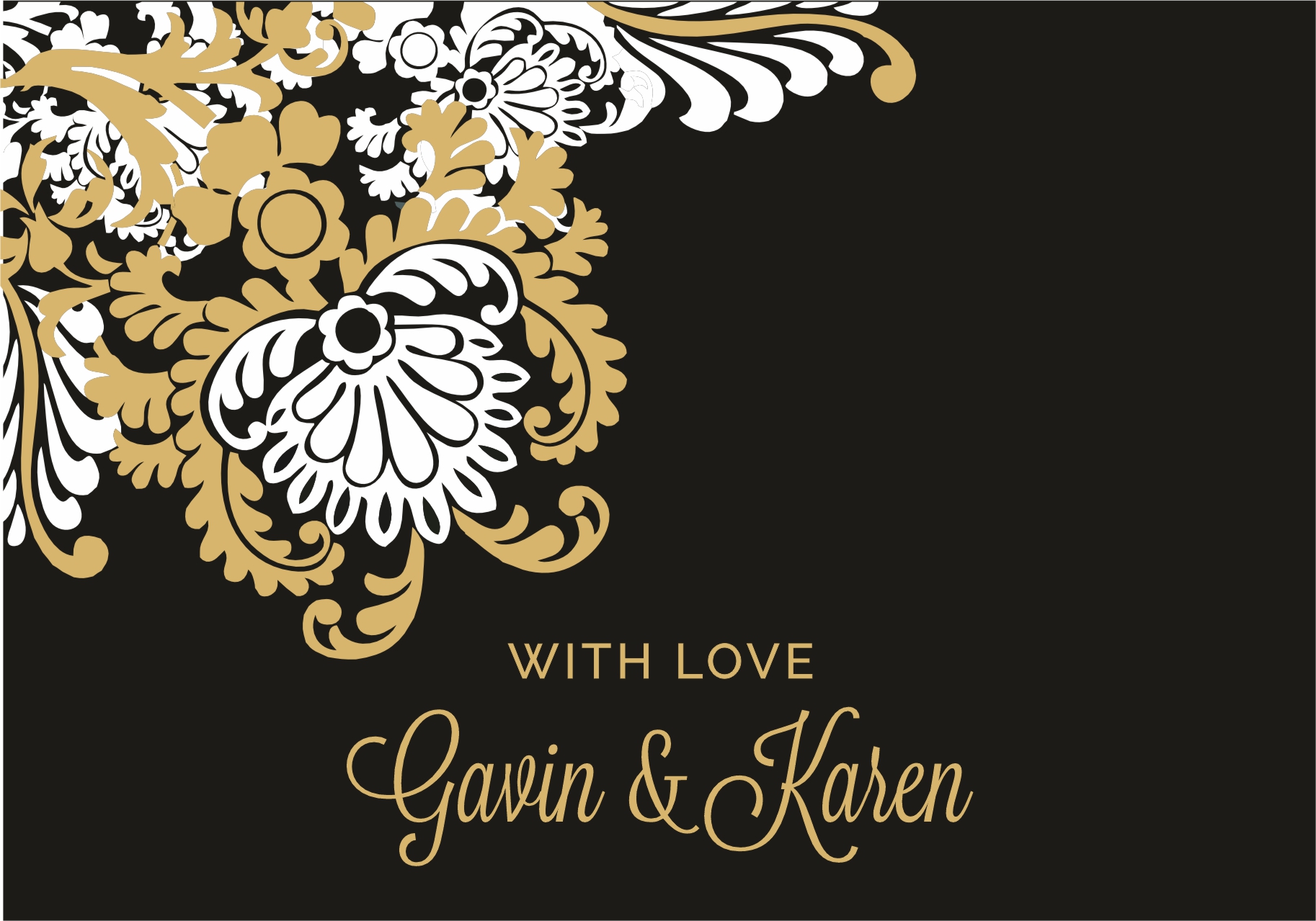 Corner white n gold on black