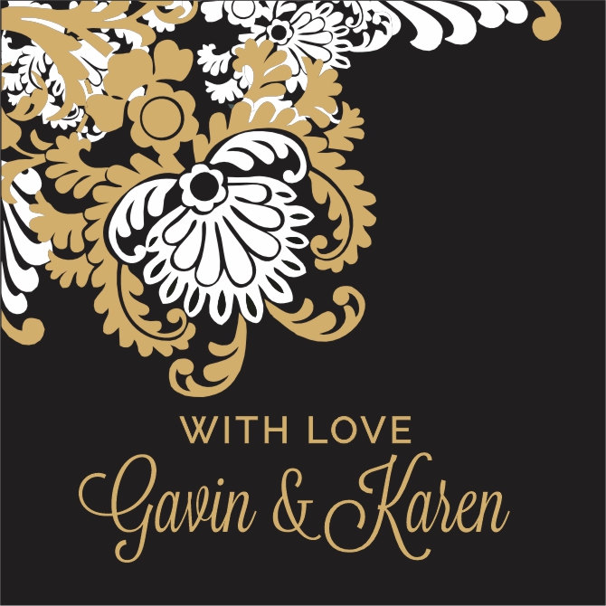 Corner white n gold on black