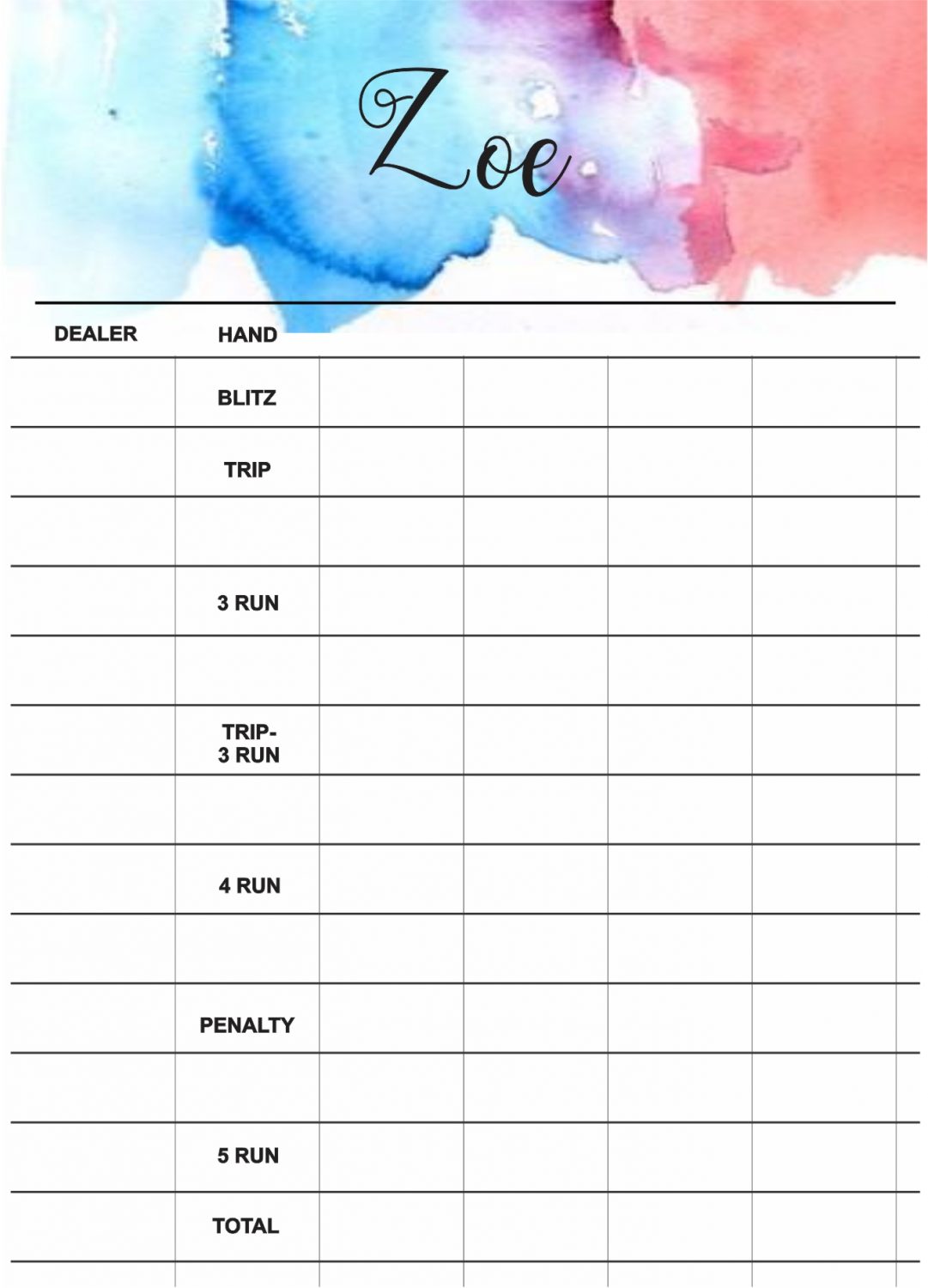 Watercolour blue red