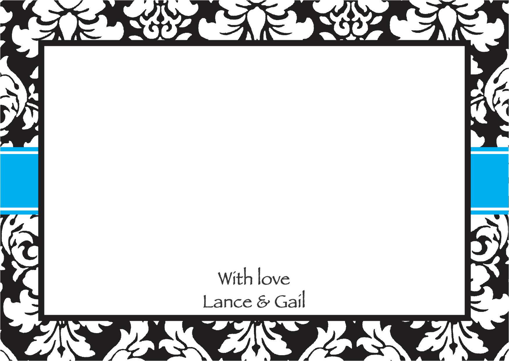 Damasc with ribbon blue