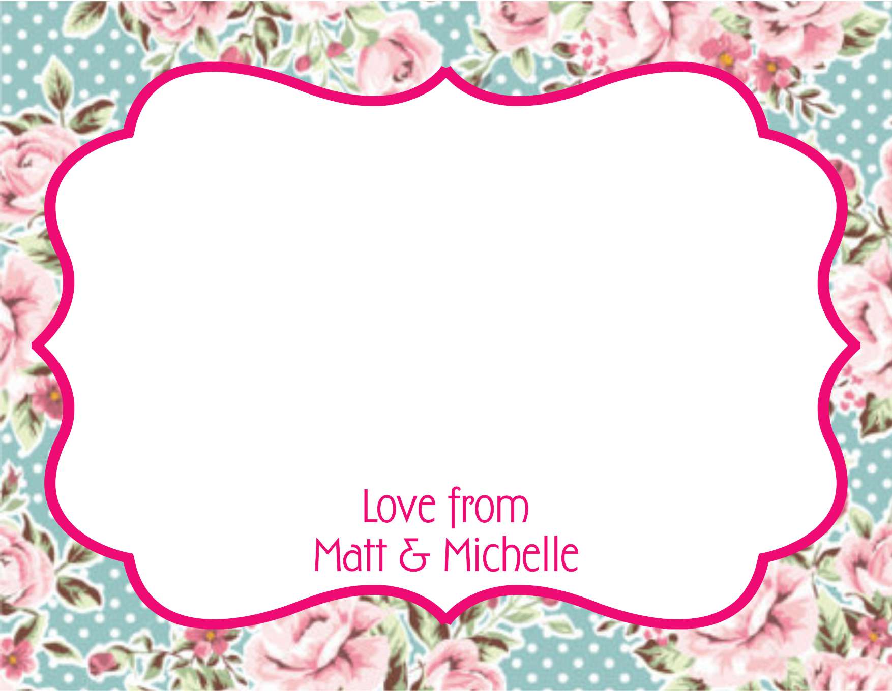 Vintage roses on blue dots