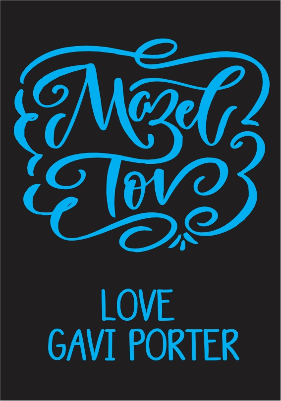Mazeltov blue on black