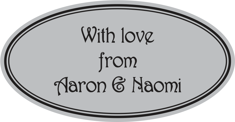 Oval black on silver