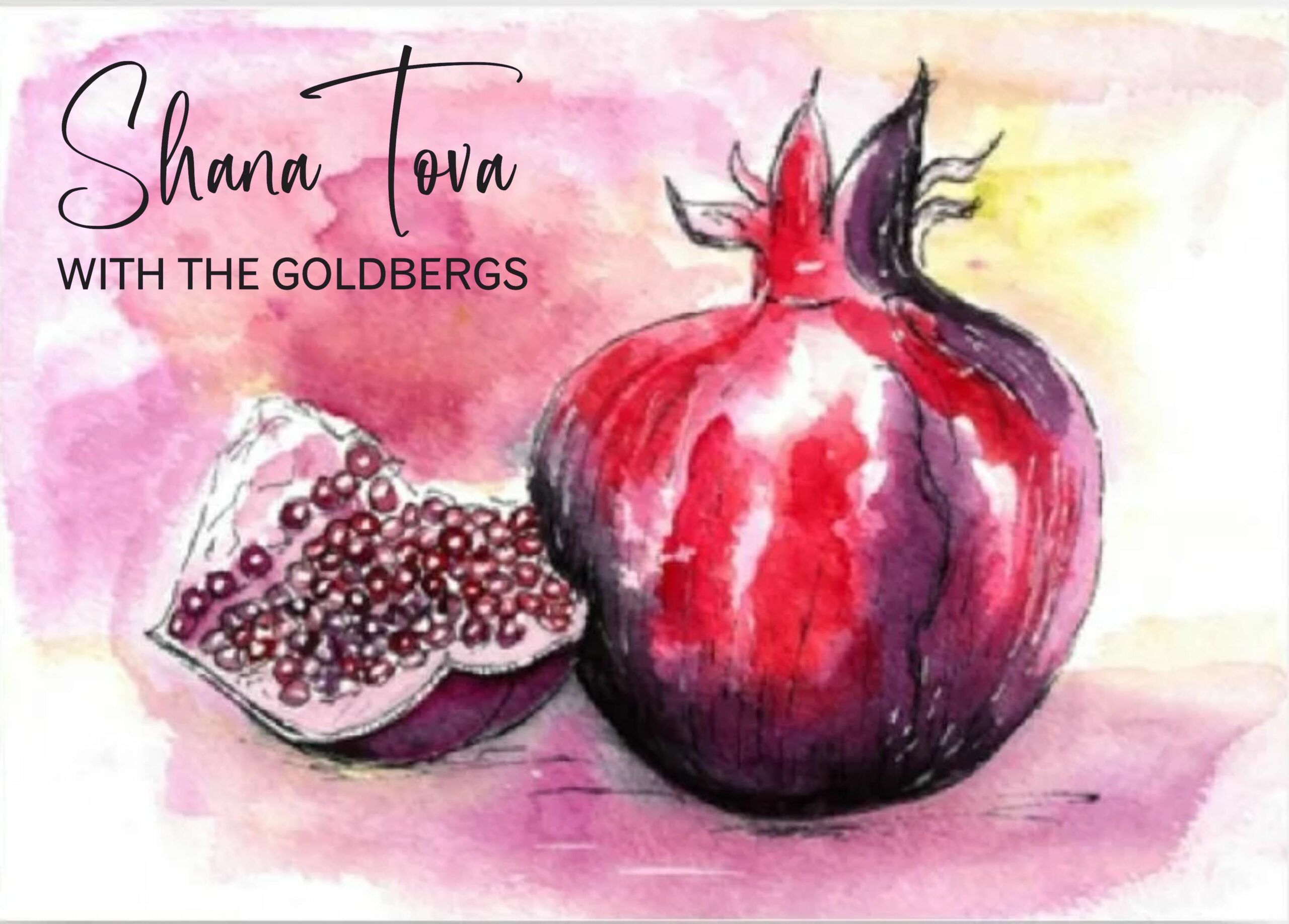 Rosh Hashana watercolour pomegranate