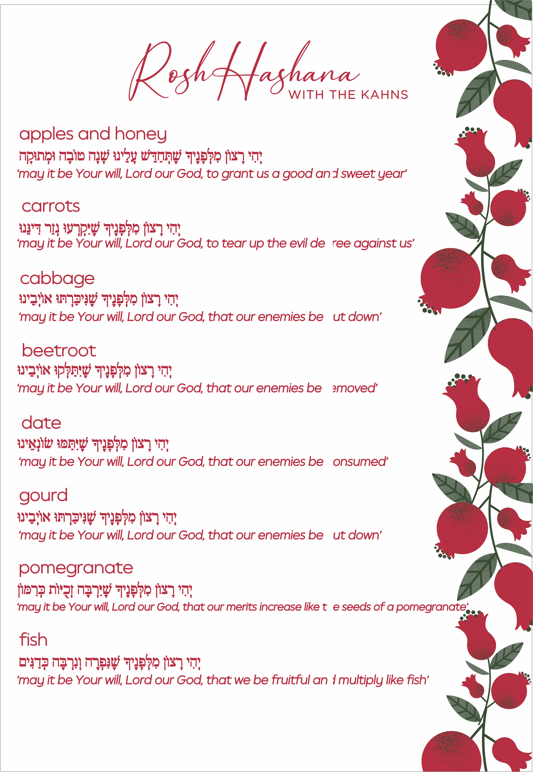 Simanim red pomegranate