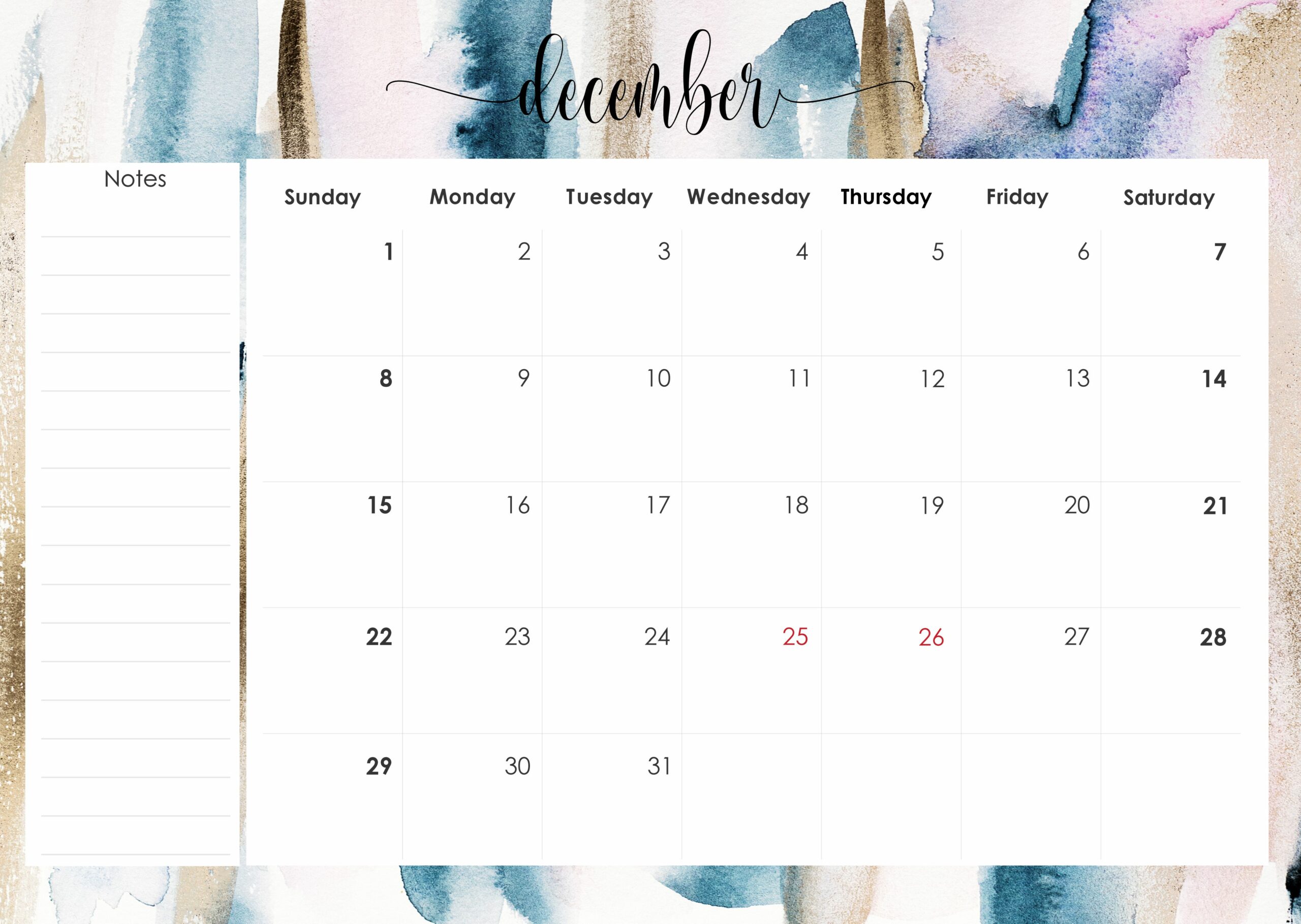 Watercolour blue gold