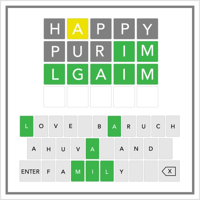 Purim Wordle