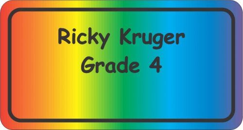 Black text on rainbow bright