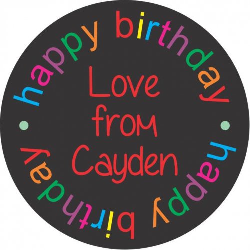 Happy Birthday round on black