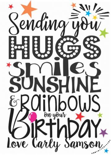 Birthday hugs black n white