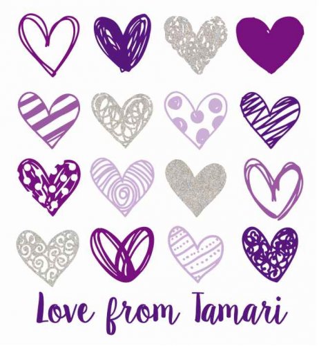 Glitter hearts purples