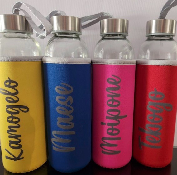 Glass waterbottle with sleeve