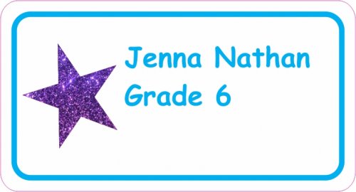 Glitter star purple turquoise text