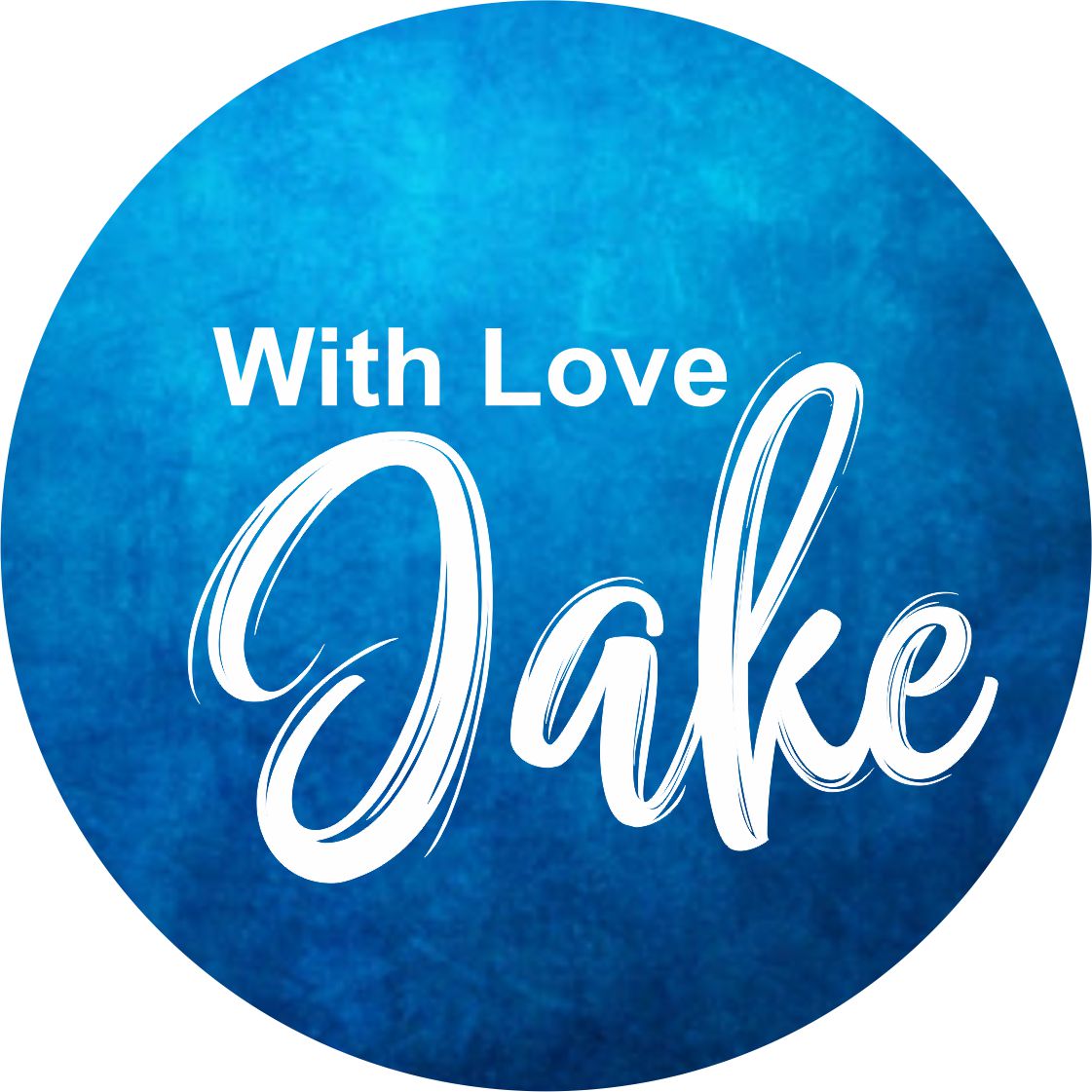 Brush script on blue