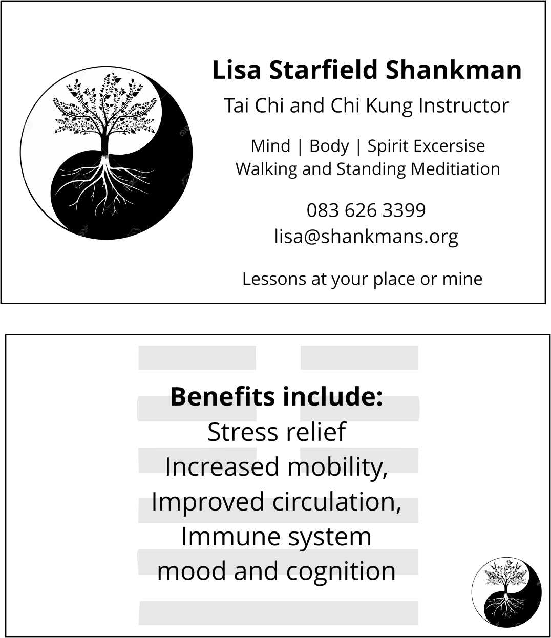 Instructor design business cards