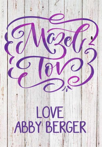 Mazeltov purple on wood