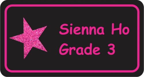 Glitter star pink on black