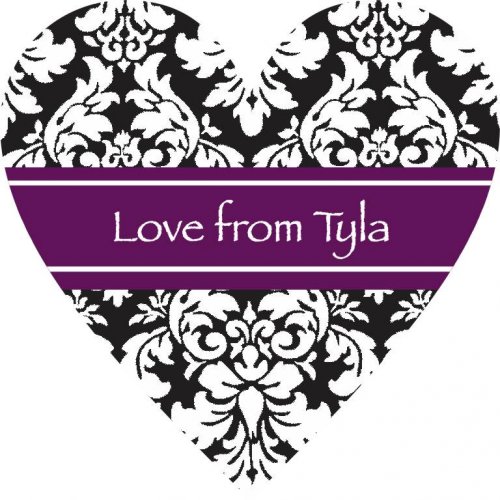 Heart damasc purple ribbon