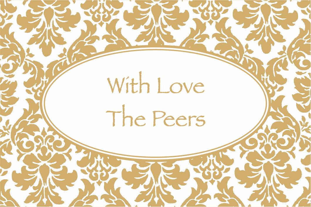 Oval damasc gold & white