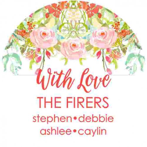 Cascading flowers round white