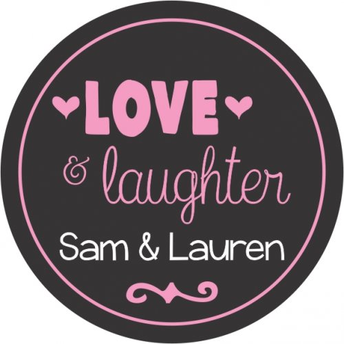 Love & laughter pink on black