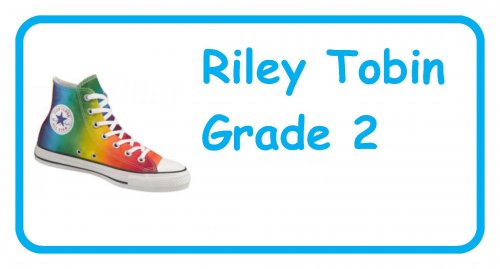 High top rainbow on white blue text