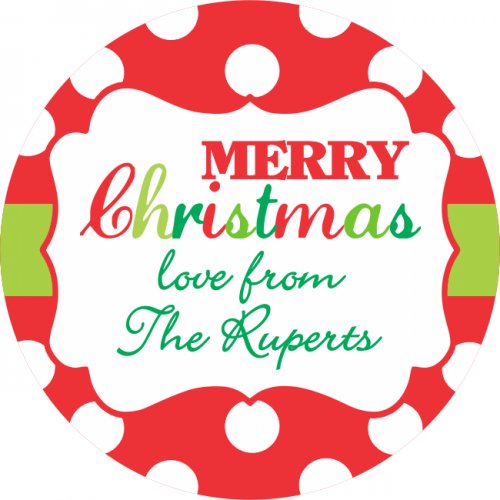 Dots n frame round red n lime