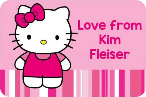 Kitty on pink stripes